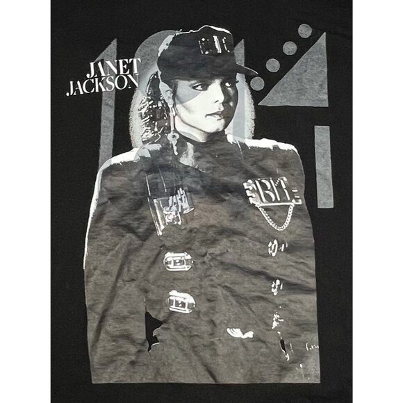 Retro Repro Adult MEDIUM Janet Jackson Rhythm Nation 1990 Tour T-SHIRT Black EUC - Picture 2 of 9